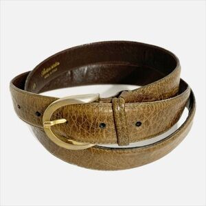 Avanzata Texturized Leather Belt Rounded Brass Toned Buckle and Hardware